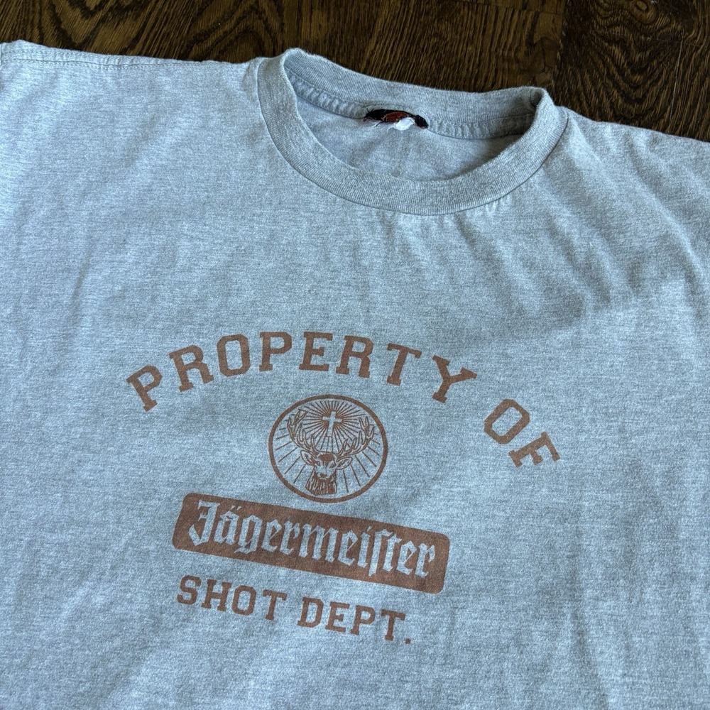 Vintage Jagermeister Shirt Mens XL Gray Shot Dept Promo Graphic Tee Beer Alcohol - Picture 3 of 9